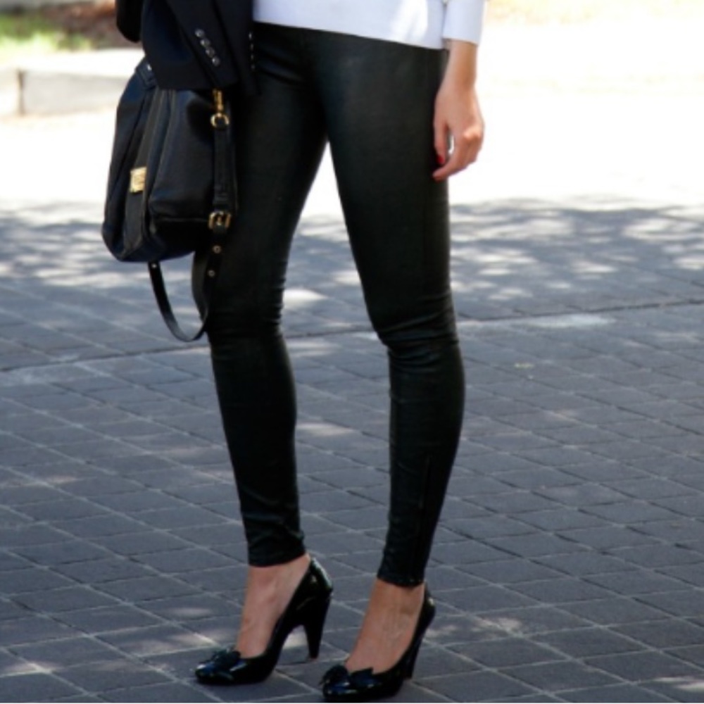 J Brand Lambskin Leather Low Rise Leggings
